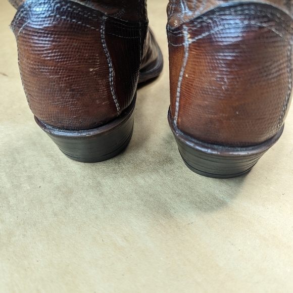 Dan Post boots women's sz 5.5M Exotic Genuine Brown Teju Lizard Classic Western - Picture 6 of 13